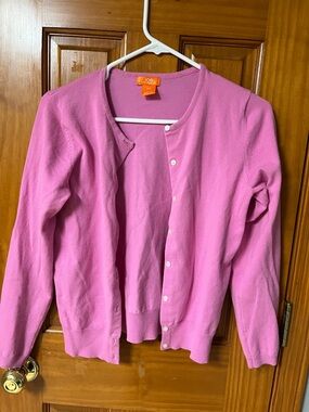 Joe Fresh Bright Pink Button-Front Crewneck Cardigan